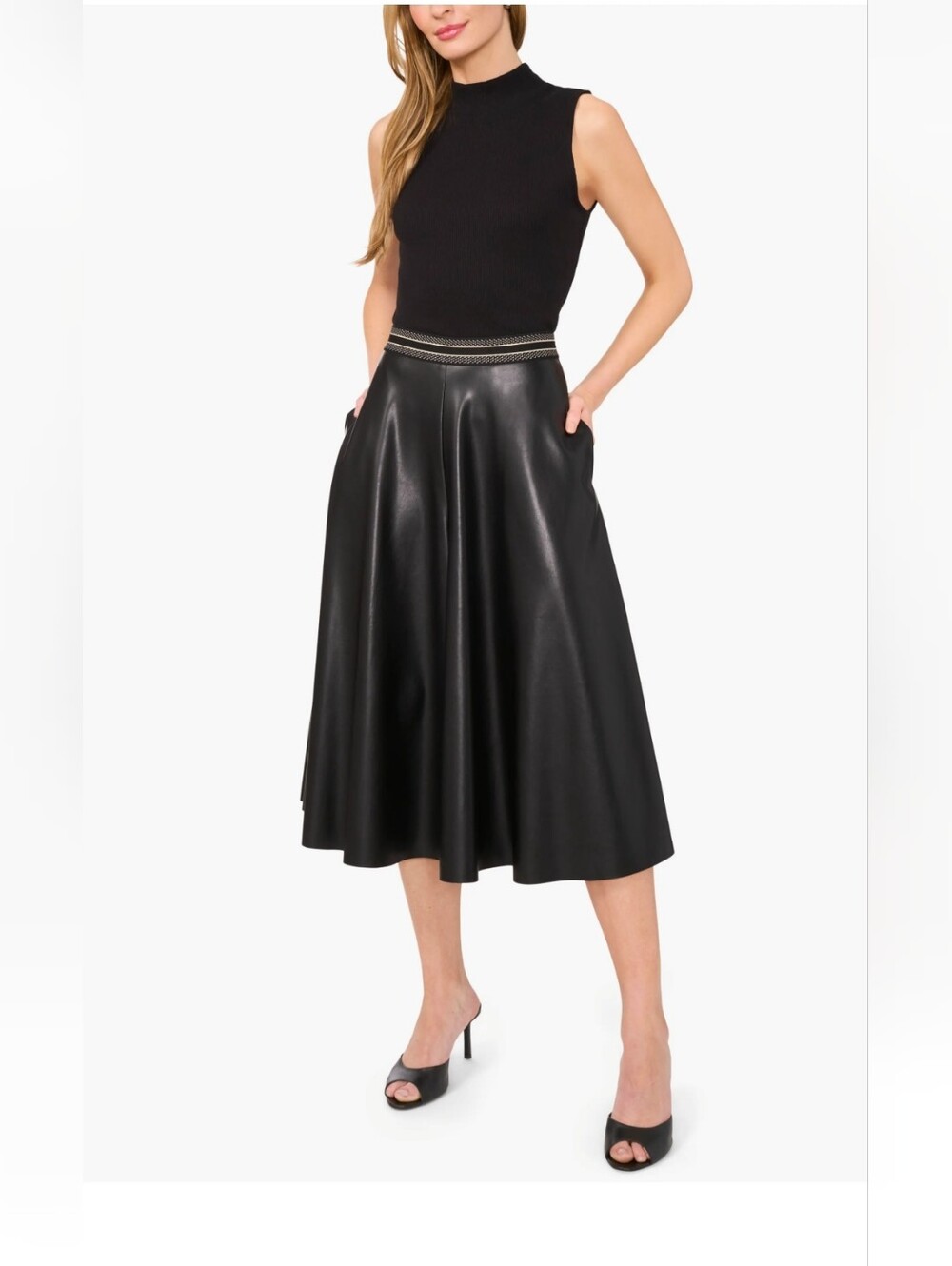 Nwt XL, L Vince Camuto Faux Leather Crop Wide Leg Culotte Pants